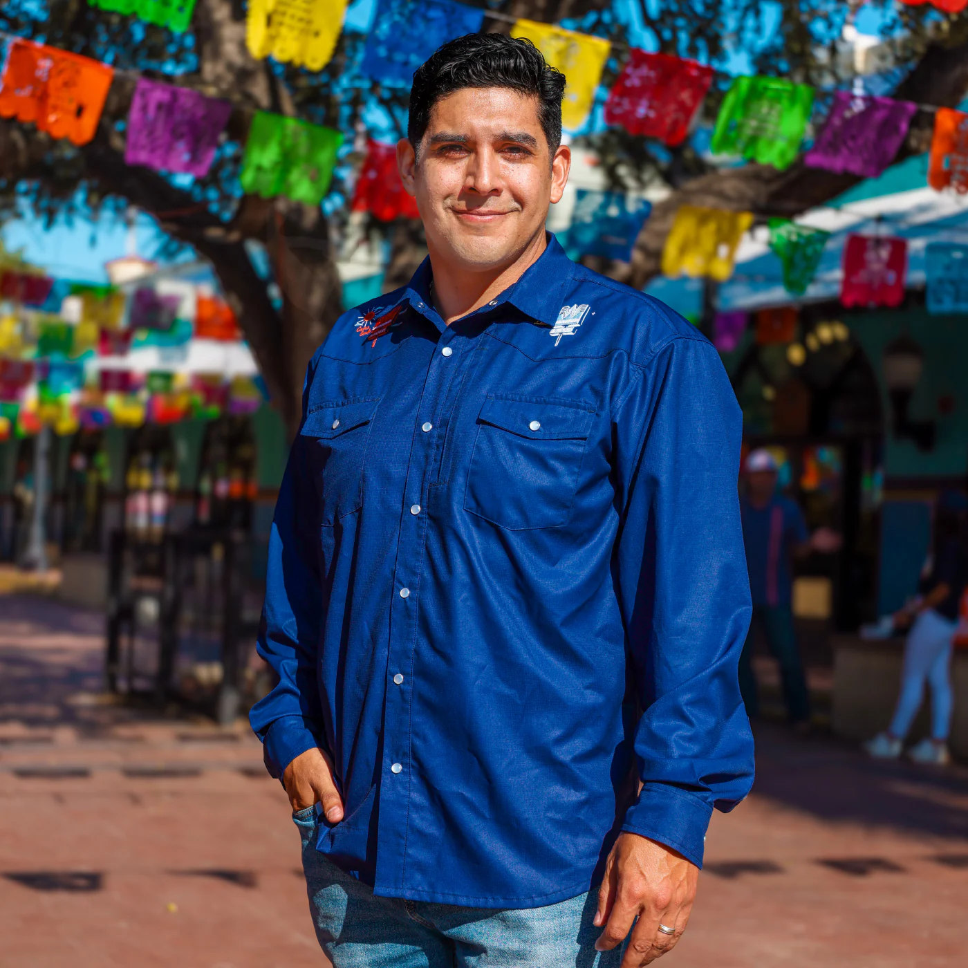 Navy Long Sleeve Button Up Shirt - Image 4